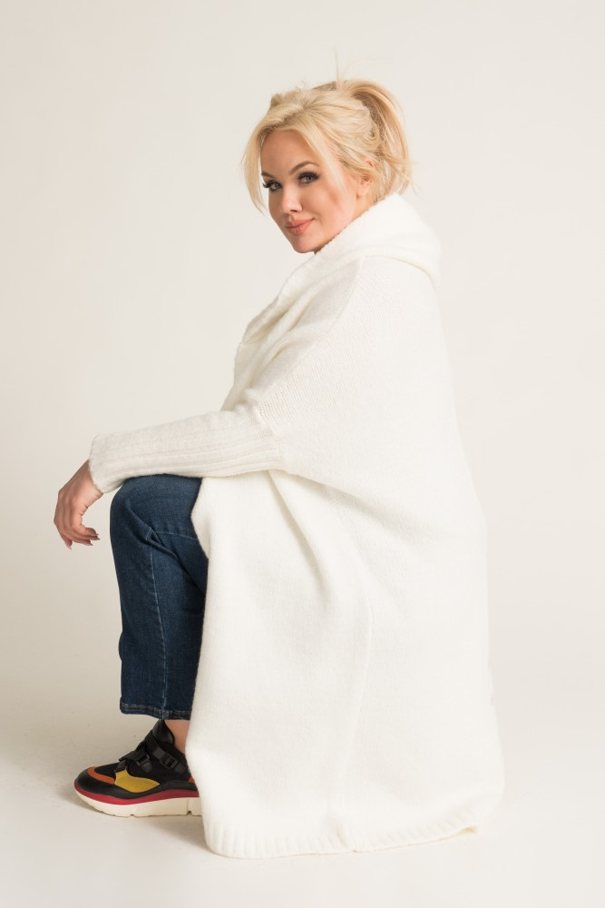 Ecru Hooded Cardigan by LIVINO