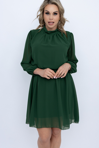 Butelkowozielona Sukienka szyfonowa