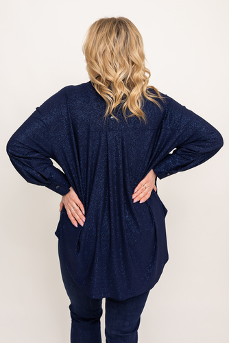 Camisa brocada oversize azul marino