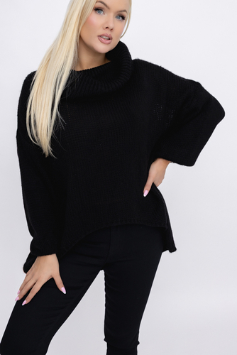 Czarny Sweter z golfem