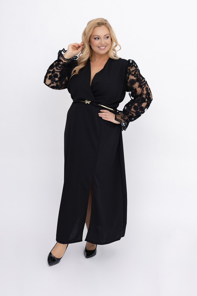 Czarna Sukienka z koronkowymi