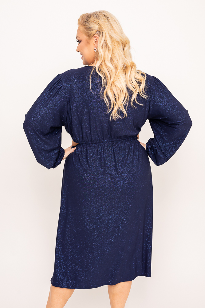 Vestido brocado azul marino