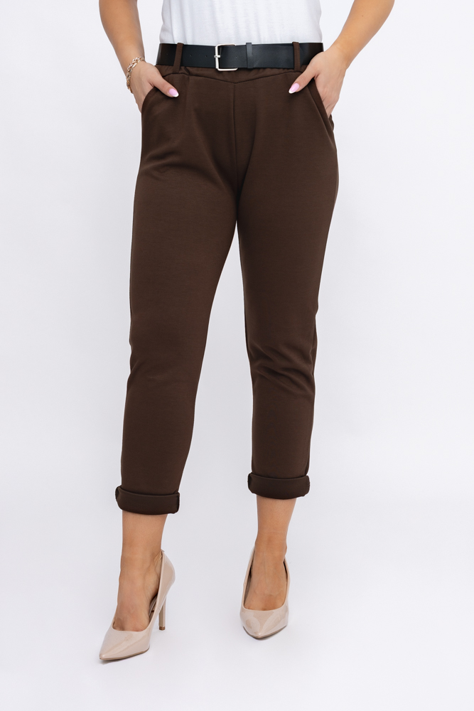 Czekoladowe Spodnie z paskiem