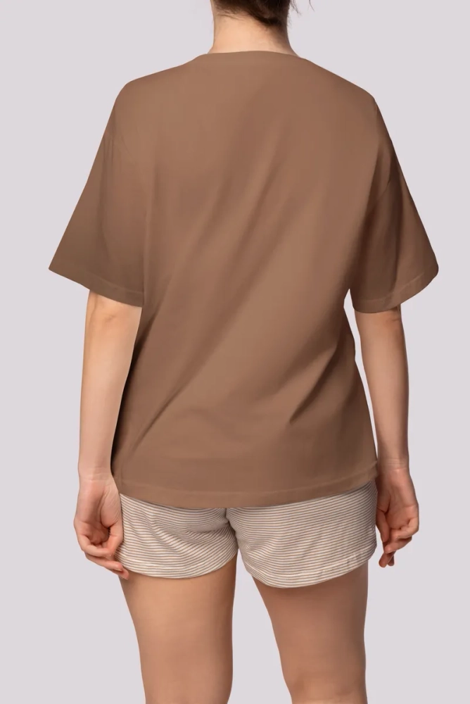 Karamellfarget pyjamas med shorts