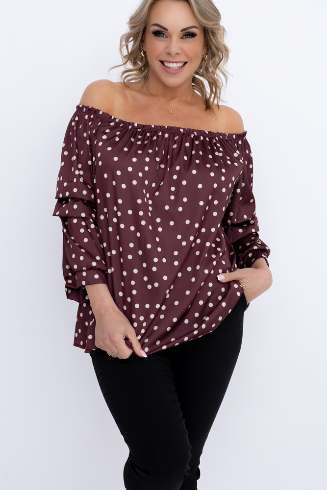 Maroon Blouse with Crinkle Sleeves Design 1