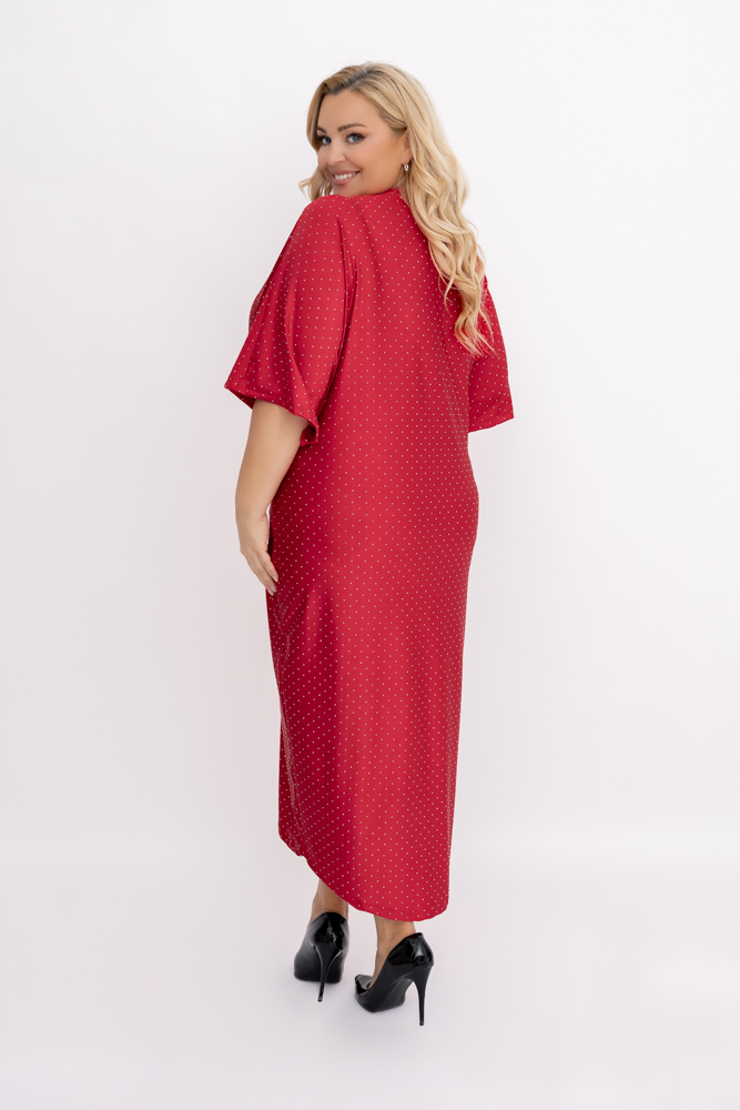 Czerwona Sukienka z dżetami