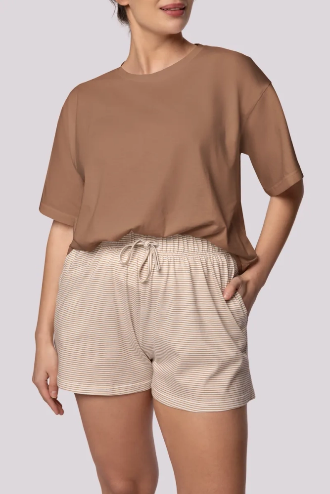 Pyjama caramel avec short