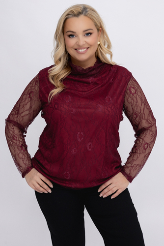 Bordowa Bluzka koronkowa