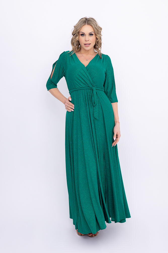 Flaschengrünes Brokatkleid