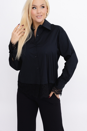Czarna Koszula z koronką