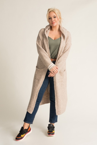 Beige Hooded Cardigan SMILY