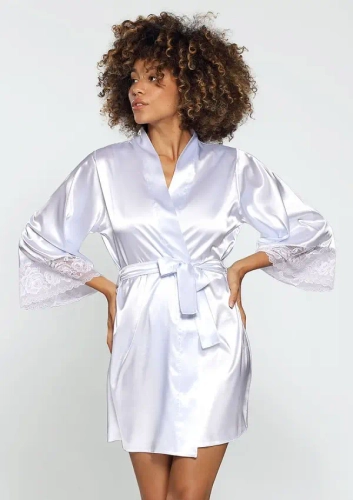 Biały Szlafrok satynowy