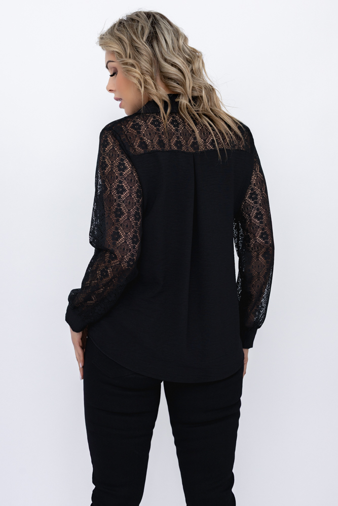 Camisa de encaje negra