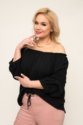 Bluză neagră cu mâneci bufante