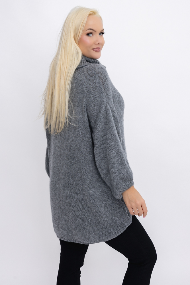 Szary Sweter z golfem