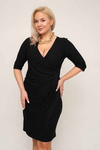 Černé brokátové šaty se záhyby