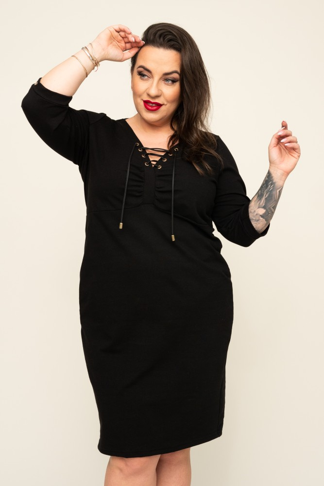 Black Dress with tied neckline SELMA