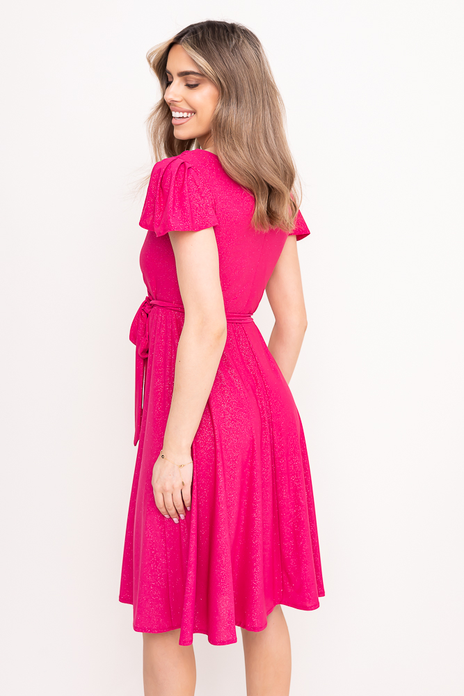 Vestido brocado fucsia