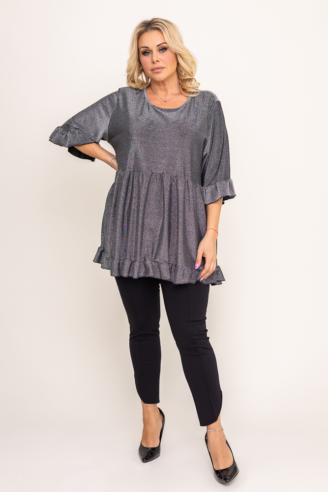 Blusa brocada plateada