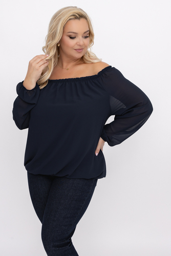 Blusa de gasa azul marino
