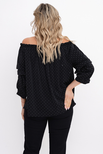 Kastanienbraune Bluse mit gerüschten Ärmeln Muster 1