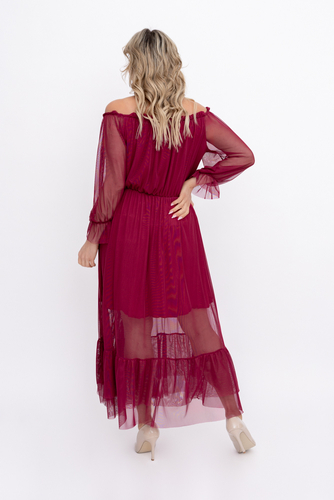 Bordowa Sukienka siateczkowa