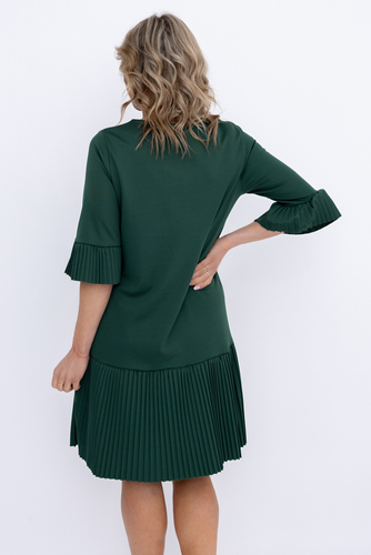 Robe à volants plissés vert bouteille