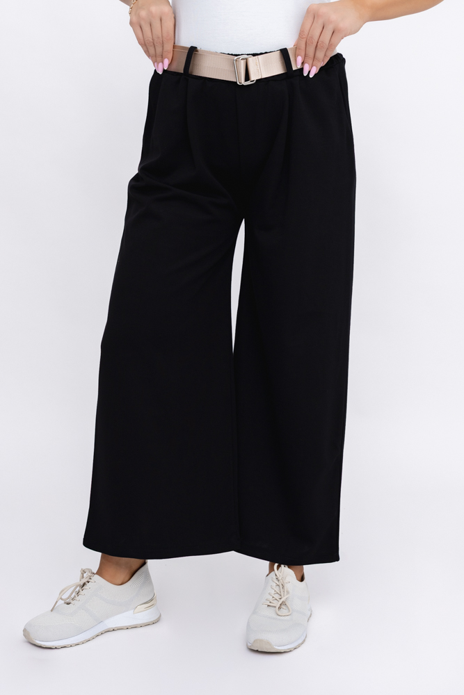 Czarne Spodnie z paskiem
