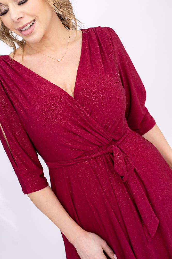 Rochie brocart maron
