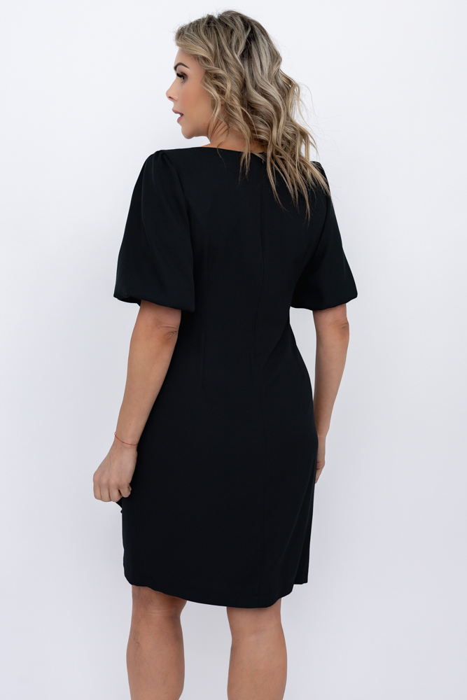 Czarna Sukienka z marszczeniem