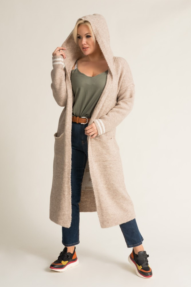 Beige Hooded Cardigan SMILY