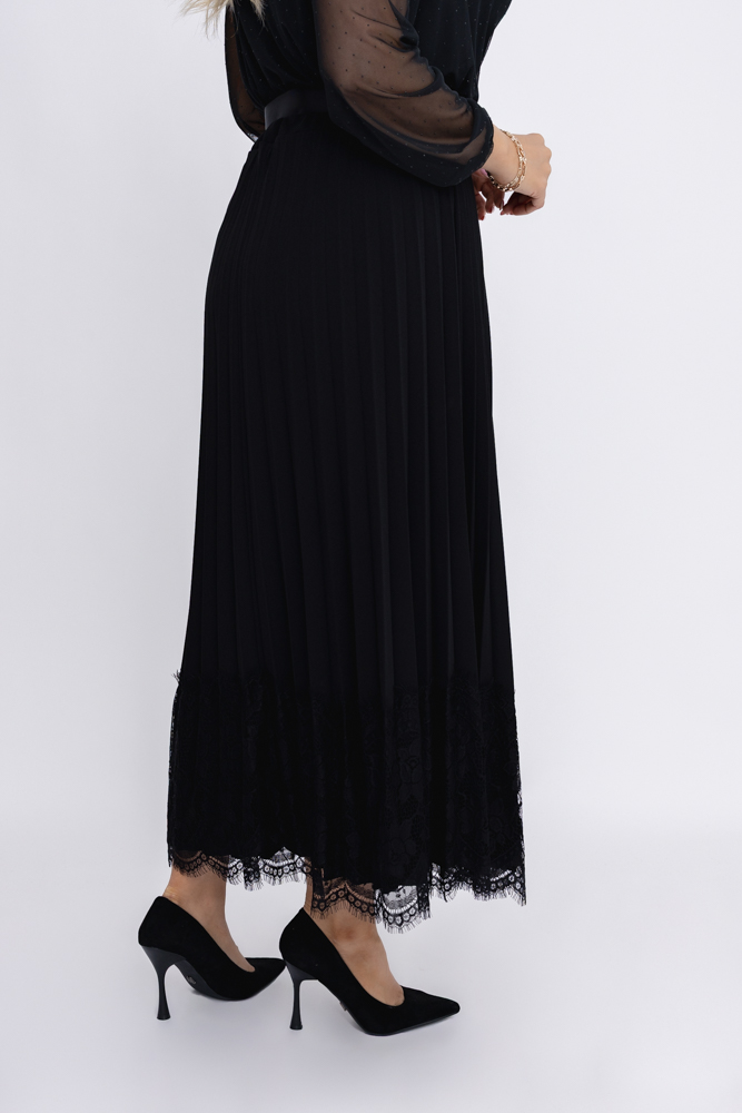  Czarna Spódnica plisowana z paskiem