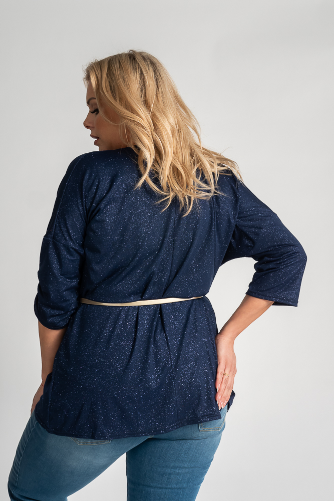 Chemisier en brocart bleu marine