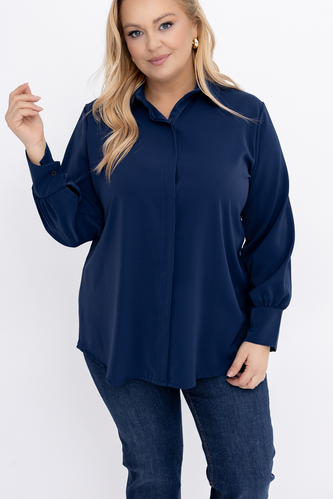 Granatowa Koszula satynowa