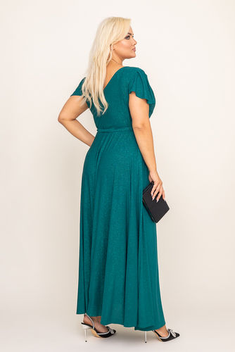 Vestido brocado verde botella