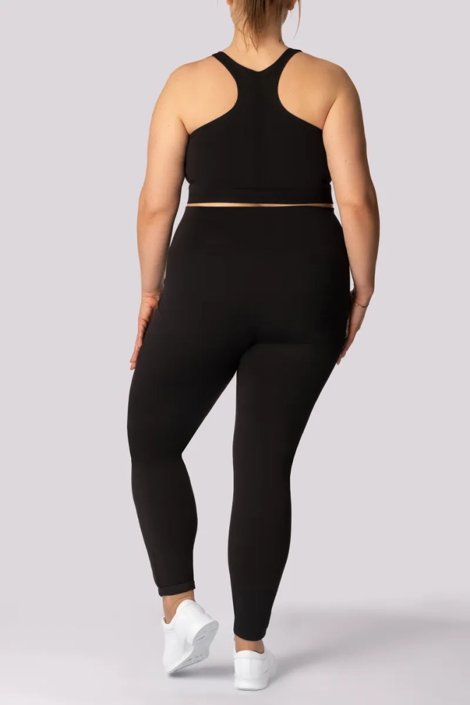 Sorte leggings med lomme