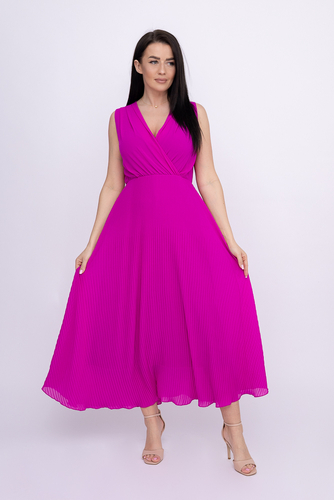 Fioletowa plisowana Sukienka szyfonowa GUSTEN