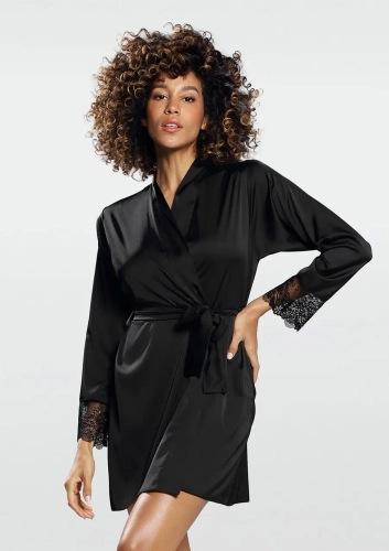 Black Satin Bathrobe