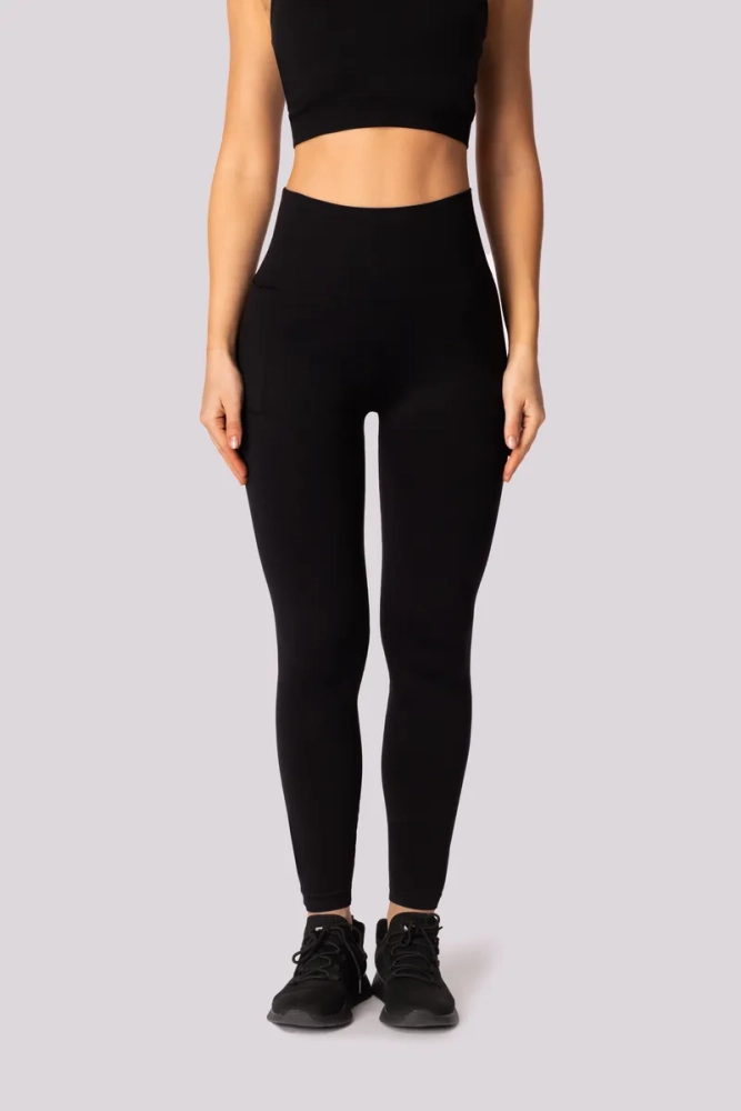 Sorte leggings med lomme