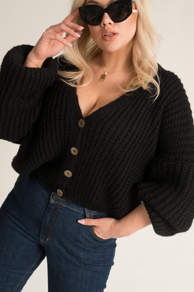 Black DEBORI Button Sweater