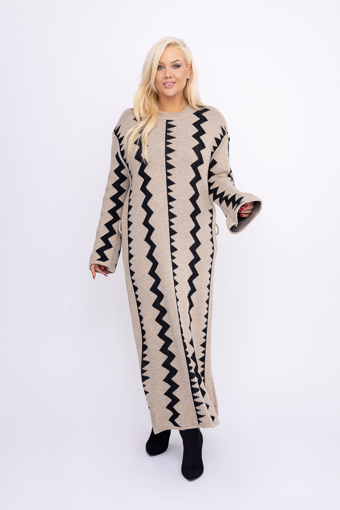 Dark Beige Sweater Dress