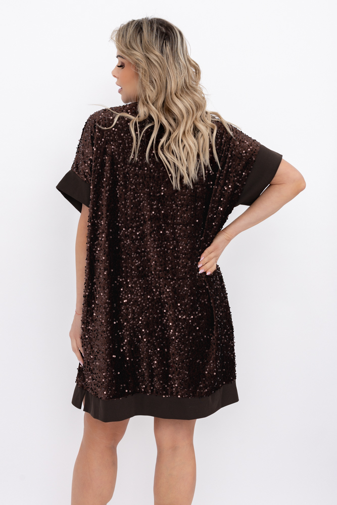 Czekoladowa Sukienka z cekinami