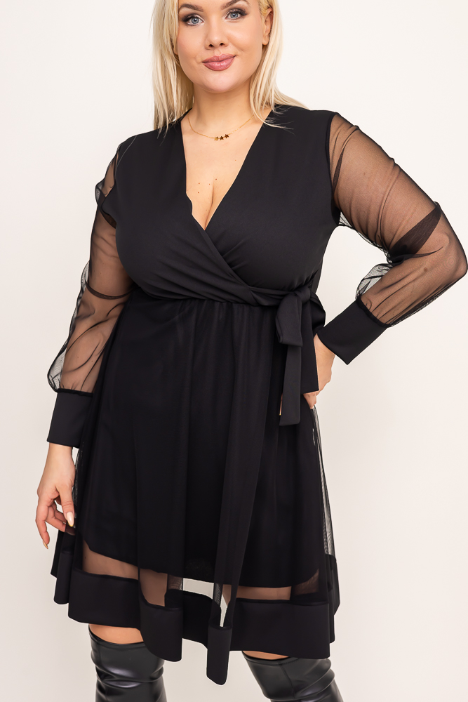 Czarna Sukienka EDUVI Wzór 1