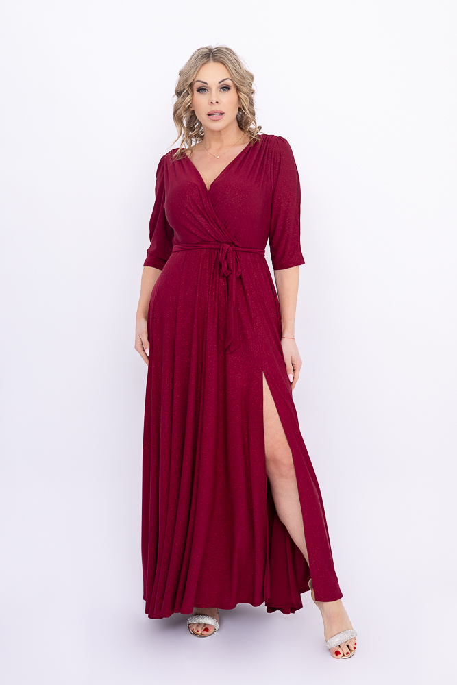 Rochie brocart maron