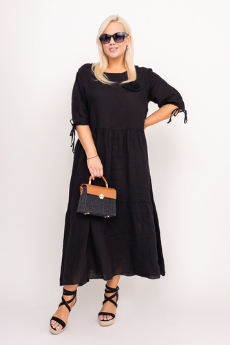 Czarna Sukienka lniana TRESIA