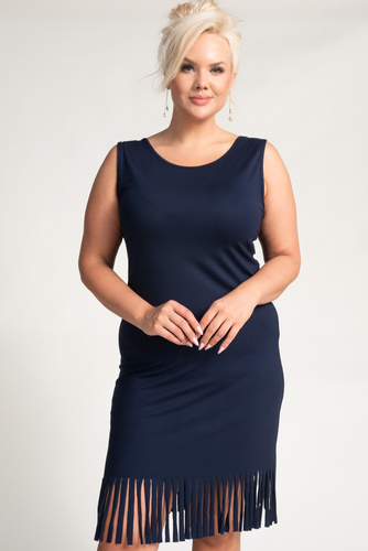 Rochie cu franjuri albastru marin