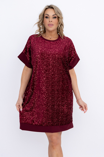 Kastanienbraunes Kleid mit Pailletten