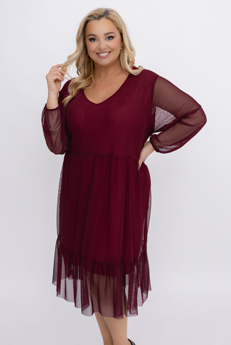 Bordowa Sukienka siateczkowa