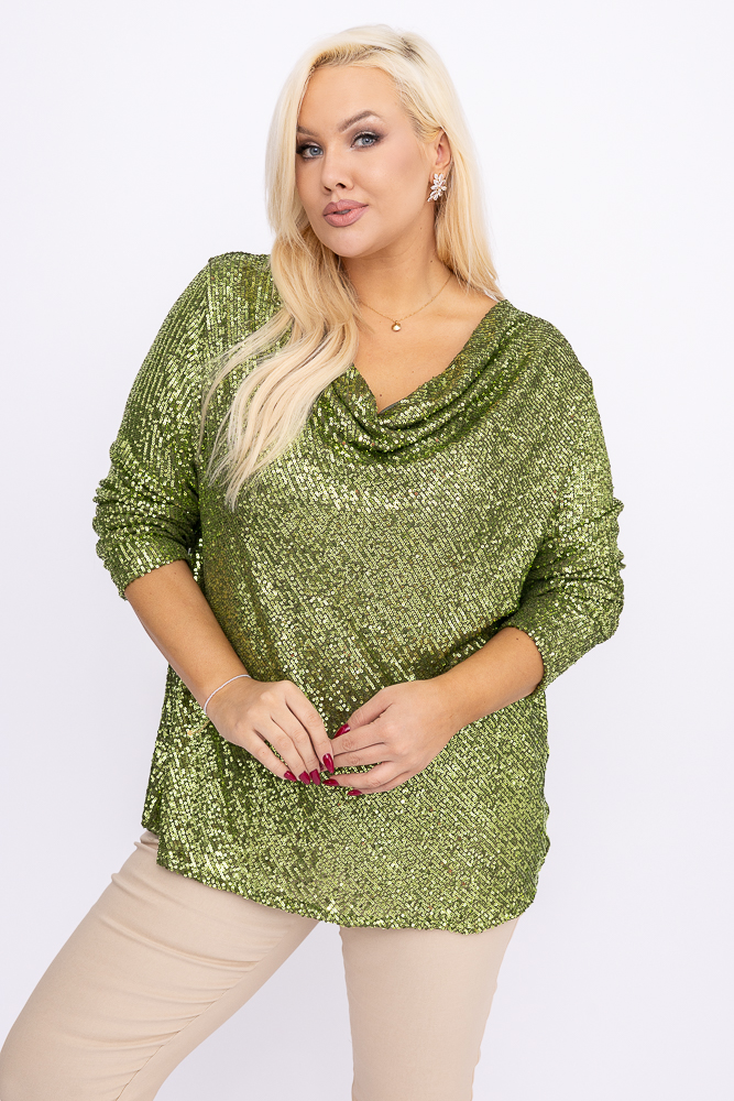 Green Blouse with Sequins