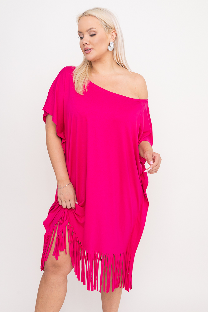 Fuchsiafarbenes Kleid mit Fransen